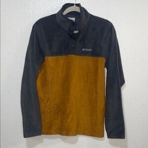 Columbia Men's Fleece Pullover Half Snap - Dark Gray and Brown